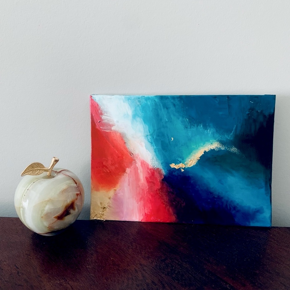 Original Art Gold Leaf Acrylic Painting Modern Abstract  Expressionism Color